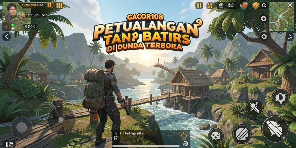 Screenshot gameplay GACOR108 menampilkan dunia terbuka yang luas.