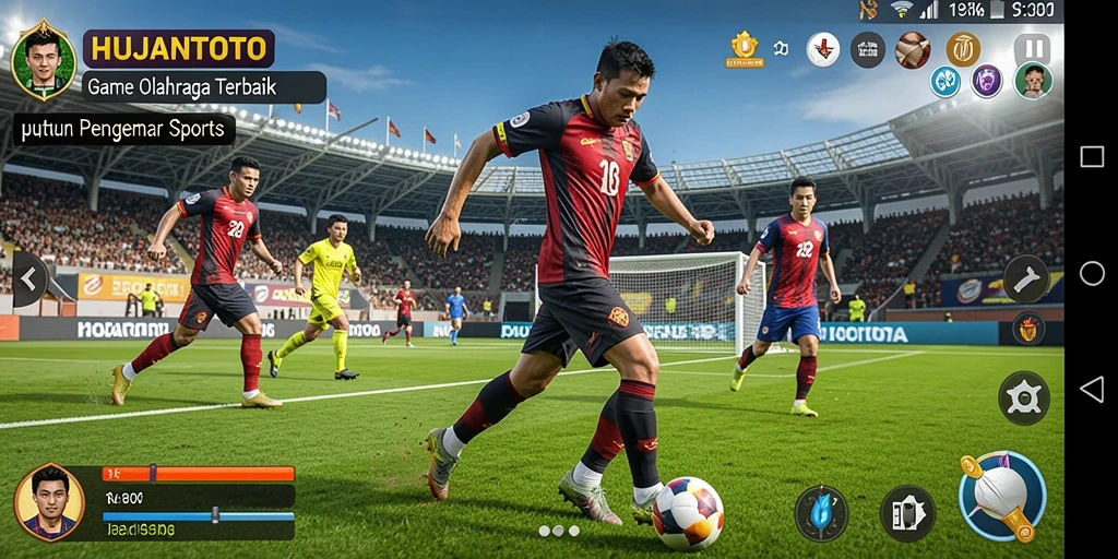 Tampilan gameplay seru dalam game olahraga HUJANTOTO