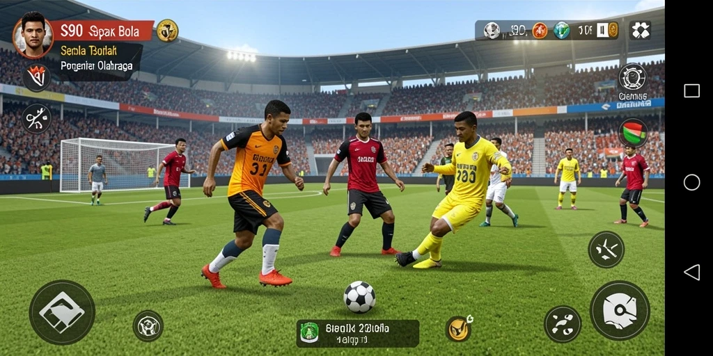Gameplay mendebarkan dengan aksi sepak bola nyata.